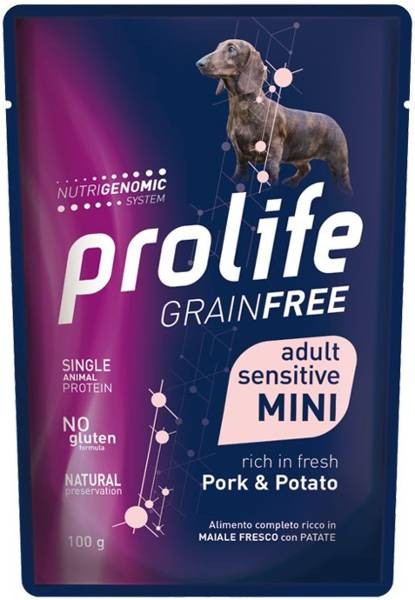 Alimento umido Prolife Grain Free Mini Maiale e Patate 100 g per cani adulti sensibili di taglia piccola Alimento umido Prolife Grain Free Mini Maiale e Patate 100 g per cani adulti sensibili di taglia piccola